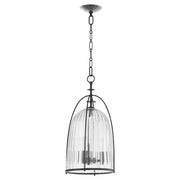 Quorum Alice 11" Pendant, Matte Black/Clear/Fluted - 863-3-59