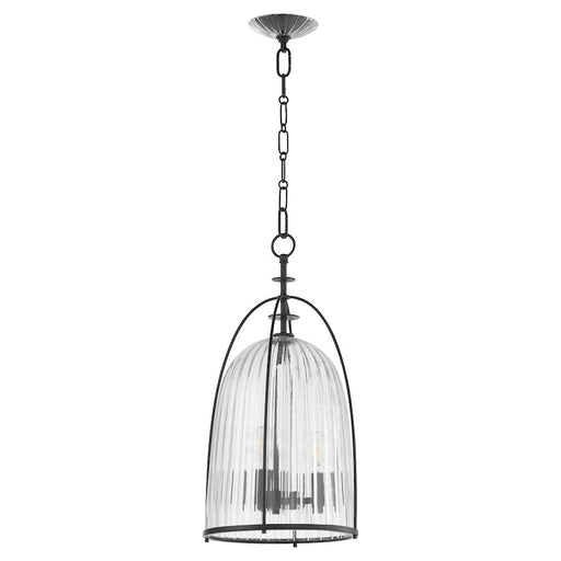 Quorum Alice 11" Pendant, Matte Black/Clear/Fluted - 863-3-59