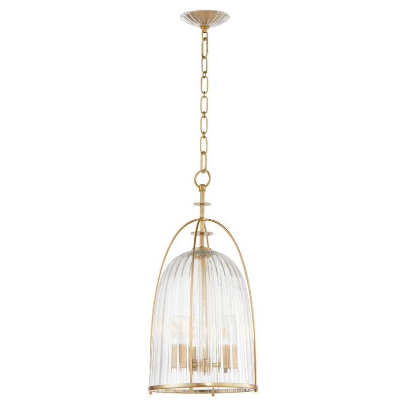 Quorum Alice 11" Pendant, Aged Brass/Clear/Fluted - 863-3-80