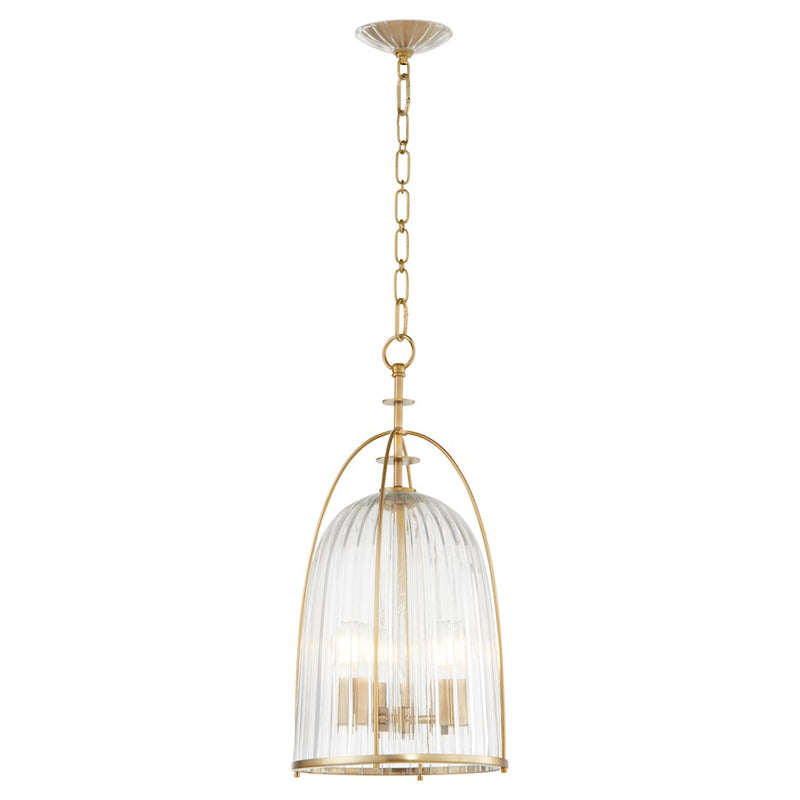 Quorum Alice 11" Pendant, Aged Brass/Clear/Fluted