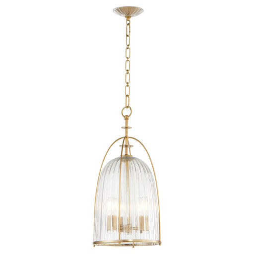 Quorum Alice 11" Pendant, Aged Brass/Clear/Fluted