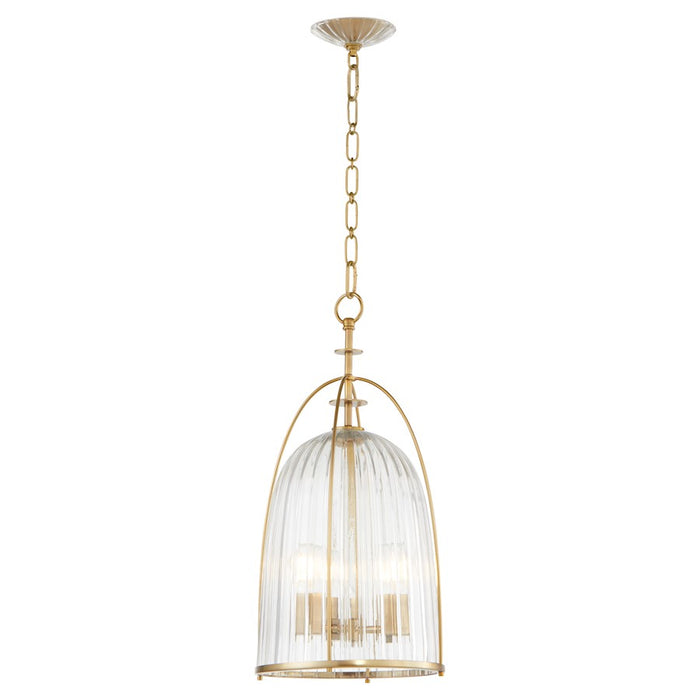 Quorum Alice 11" Pendant, Aged Brass/Clear/Fluted
