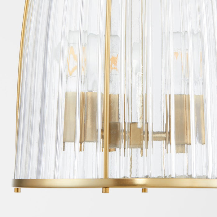 Quorum Alice 11" Pendant, Aged Brass/Clear/Fluted