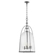 Quorum Alice 16" Pendant, Matte Black/Clear/Fluted - 864-3-59