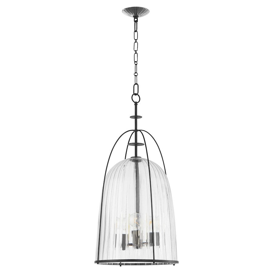 Quorum Alice 16" Pendant, Matte Black/Clear/Fluted - 864-3-59