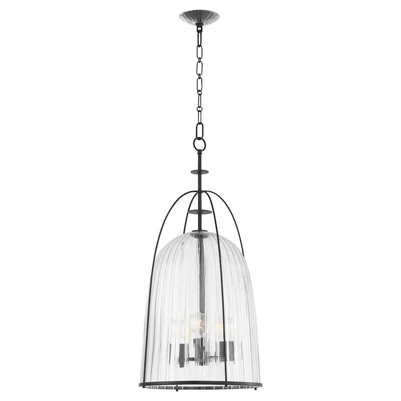 Quorum Alice 16" Pendant, Matte Black/Clear/Fluted