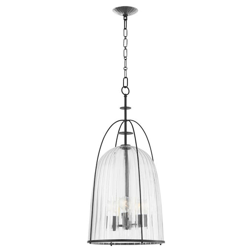Quorum Alice 16" Pendant, Matte Black/Clear/Fluted
