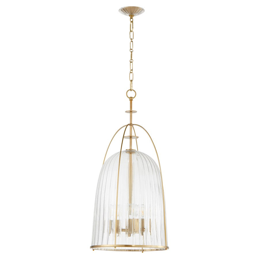 Quorum Alice 16" Pendant, Aged Brass/Clear/Fluted - 864-3-80