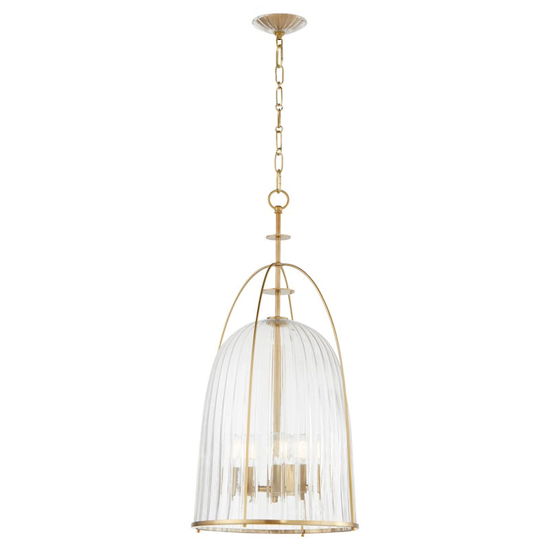 Quorum Alice 16" Pendant, Aged Brass/Clear/Fluted
