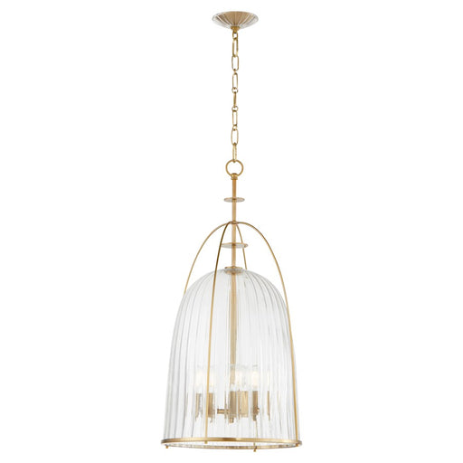 Quorum Alice 16" Pendant, Aged Brass/Clear/Fluted