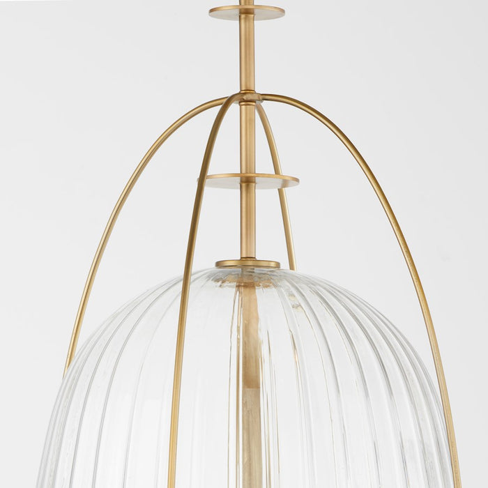 Quorum Alice 16" Pendant, Aged Brass/Clear/Fluted