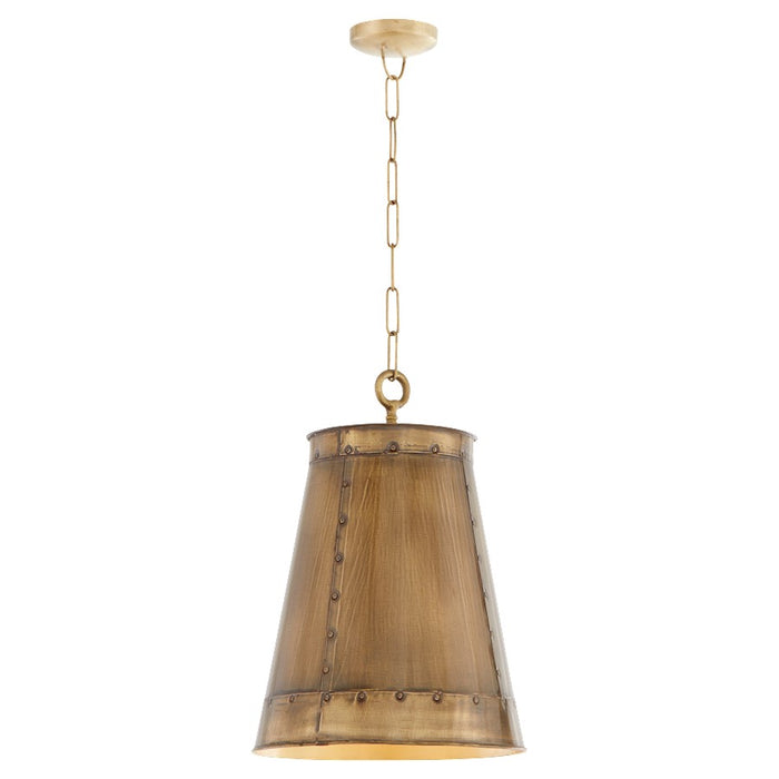 Quorum Artisan 14" 3Lt Pendant, Artisan Brass
