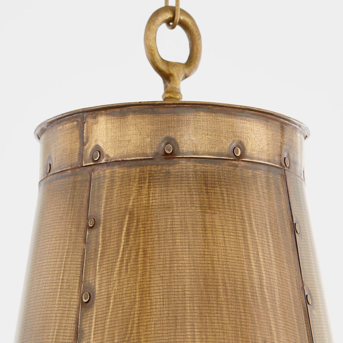 Quorum Artisan 14" 3Lt Pendant, Artisan Brass
