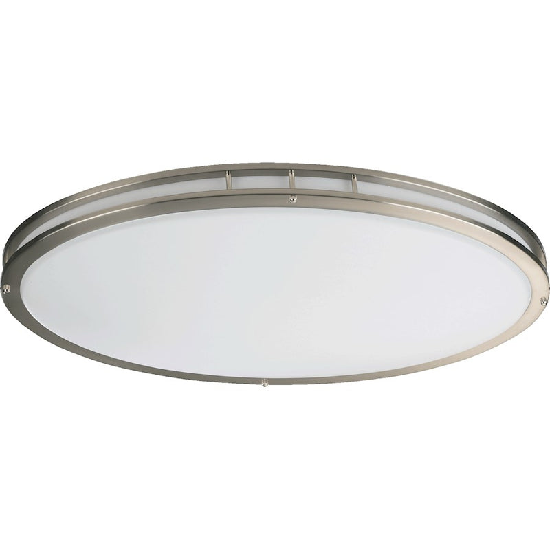 Quorum 2 Light Flush Mount, Satin Nickel