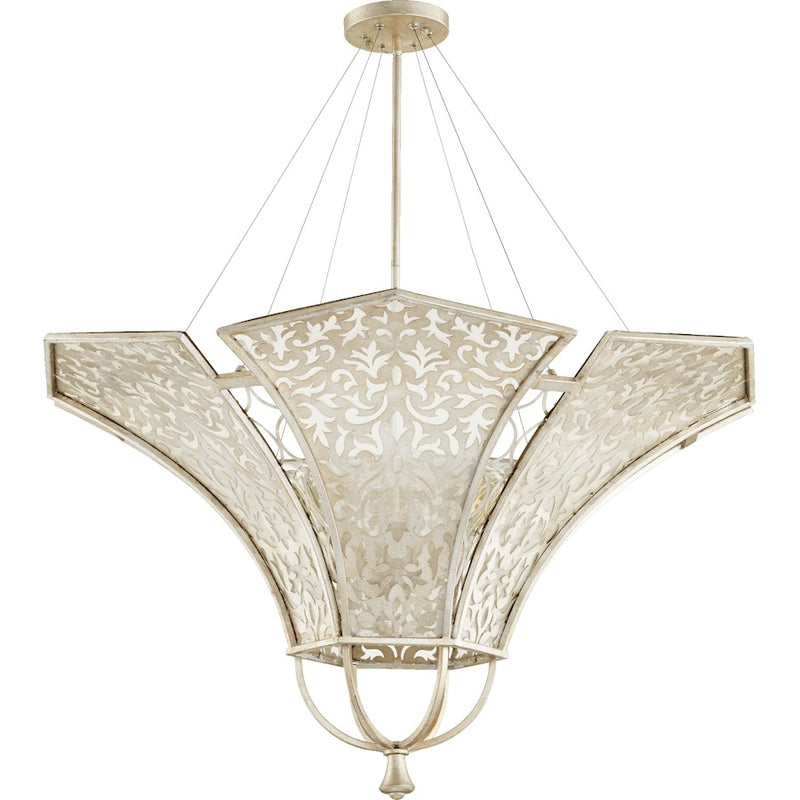 Quorum Bastille 8 Light 42' Pendant, Aged Silver Leaf