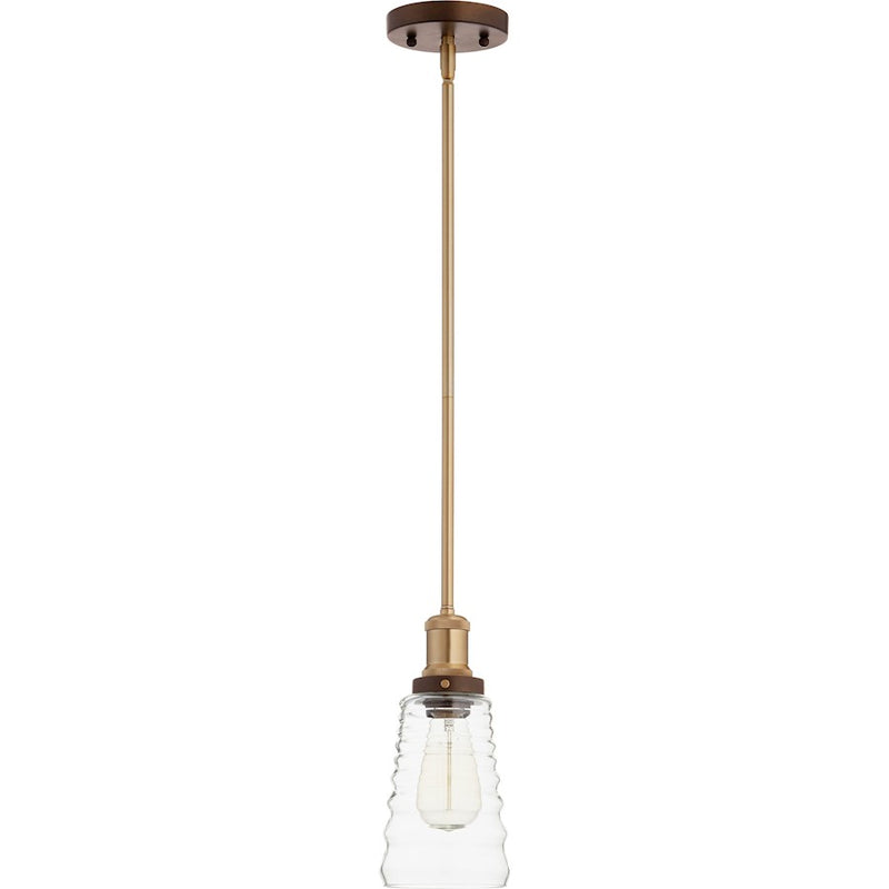 Quorum 5" Sonar Pendant, Aged Brass with Oiled Bronze