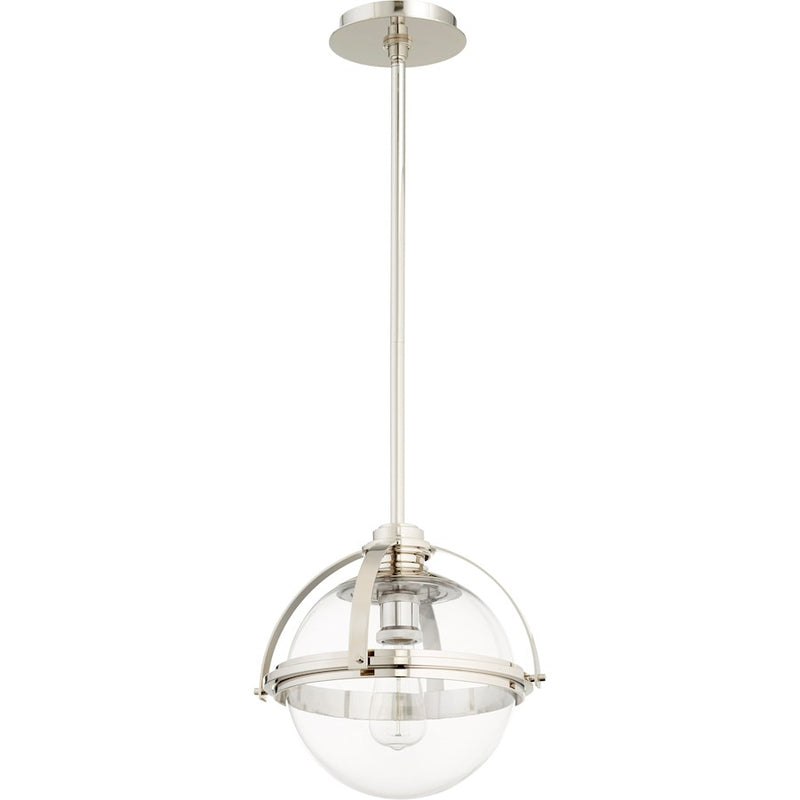 Quorum 13" Meridian Globe Pendant, Polished Nickel