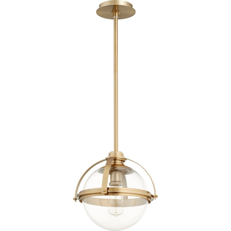 Quorum 13"Meridian Globe Pendant, Aged Brass