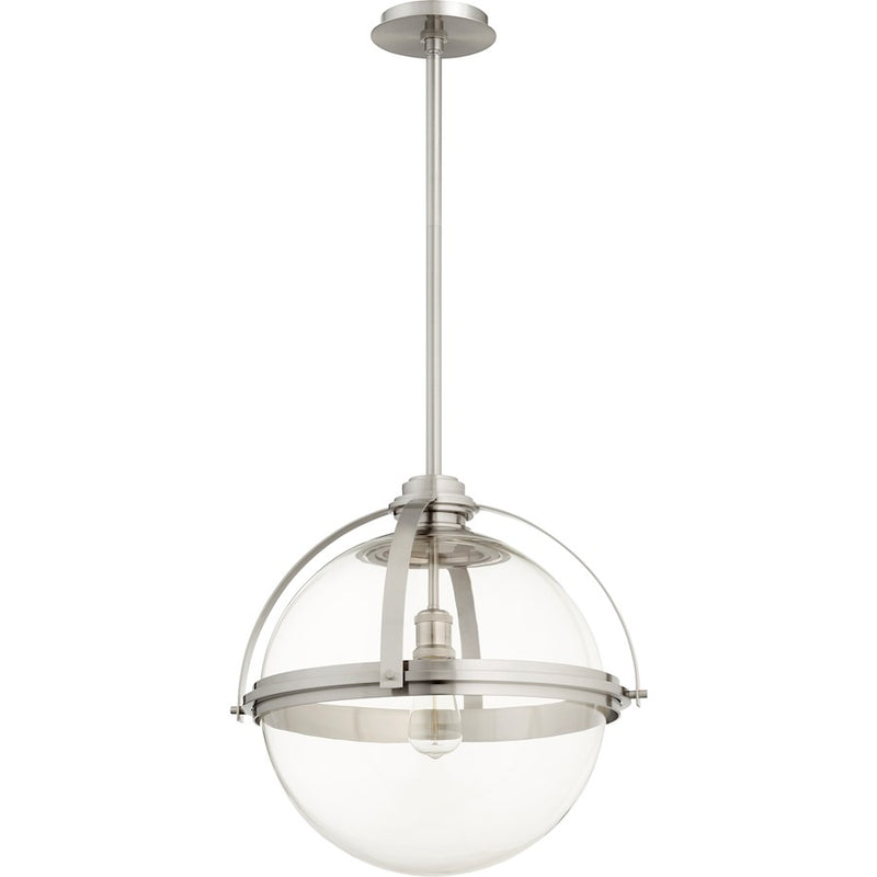 Quorum 20"Meridian Globe Pendant, Satin Nickel