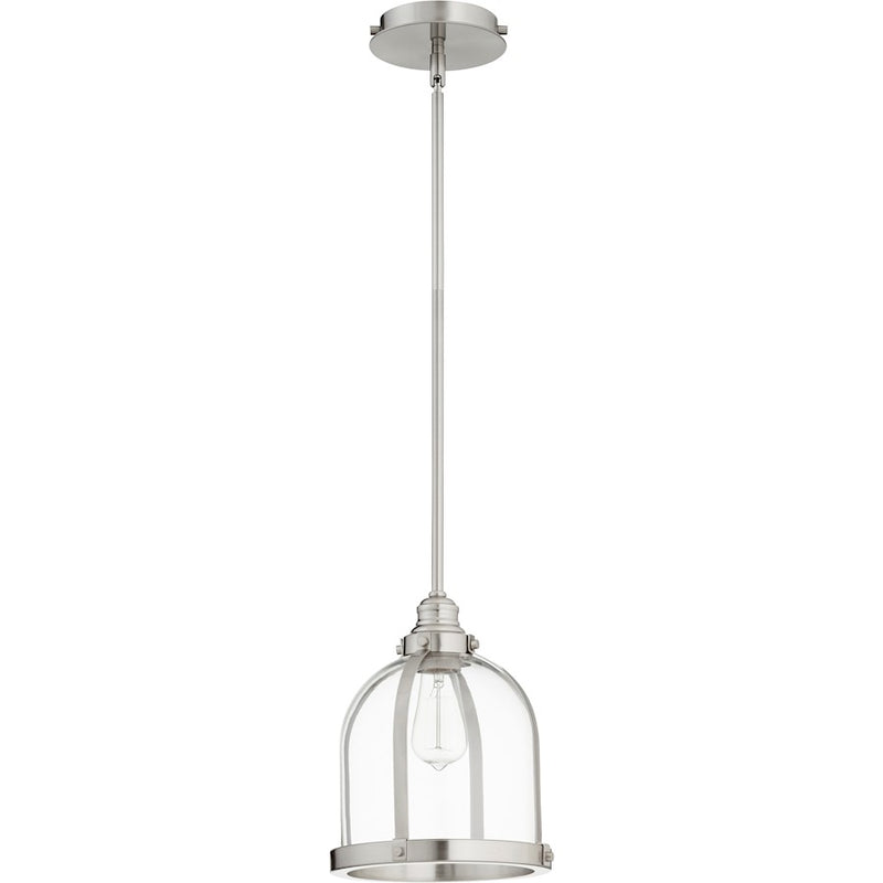 Quorum Banded Dome Pendant, Satin Nickel
