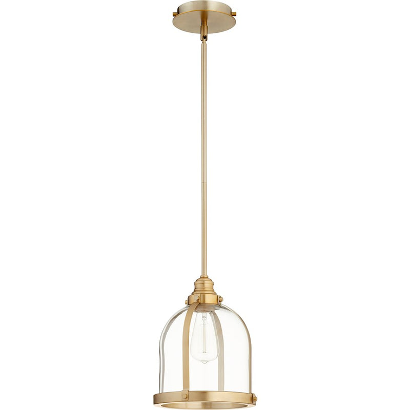 Quorum Banded Dome Pendant, Aged Brass