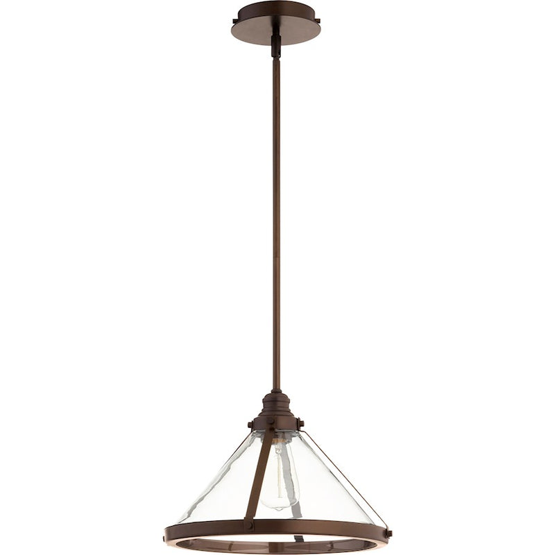 Quorum Banded Cone Pendant, Oiled Bronze