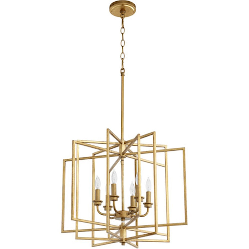 Quorum Hammond 6 Light Pendant, Gold Leaf