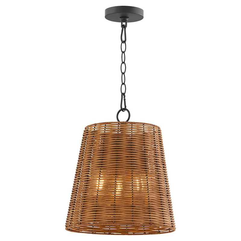 Quorum 3Lt Wicker Pendant, Matte Black/Espresso