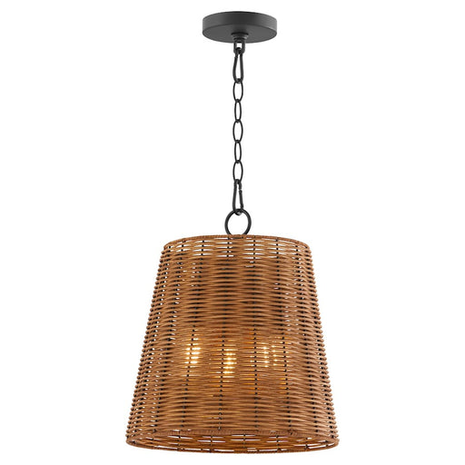 Quorum 3Lt Wicker Pendant, Matte Black/Espresso