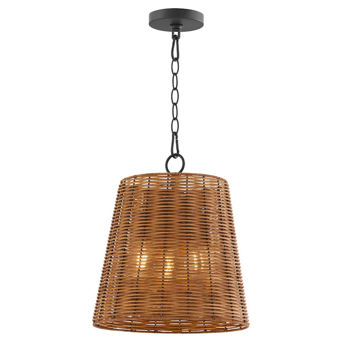 Quorum 3Lt Wicker Pendant, Matte Black/Espresso