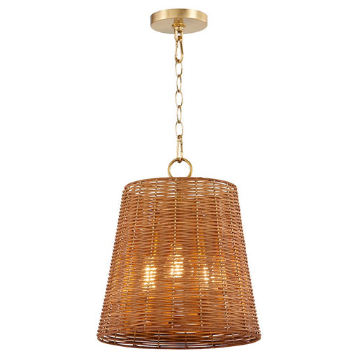 Quorum 3Lt Wicker Pendant, Aged Brass/Espresso