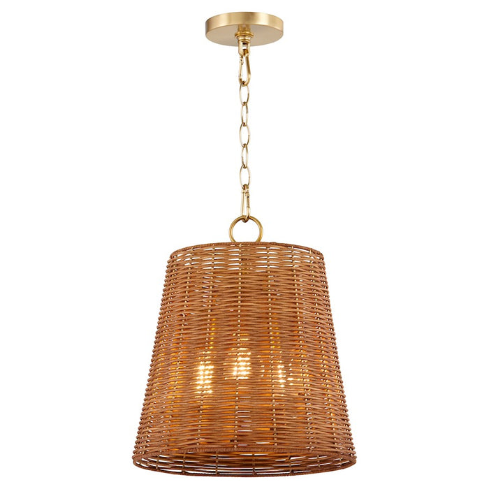 Quorum 3Lt Wicker Pendant, Aged Brass/Espresso