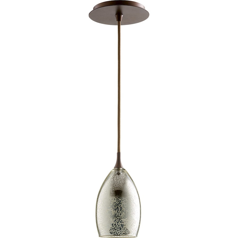 Quorum 1 Light 7.5' Pendant, Oiled Bronze/Mercury