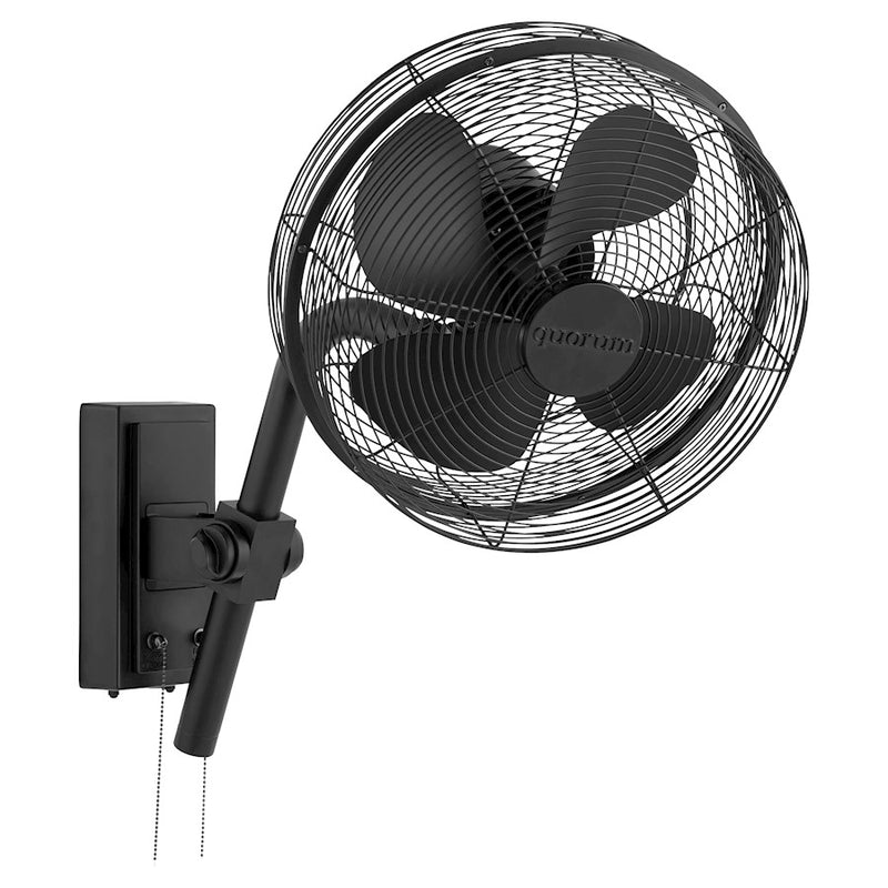 Quorum Cyprus 13" Wall Patio Fan, Matte Black