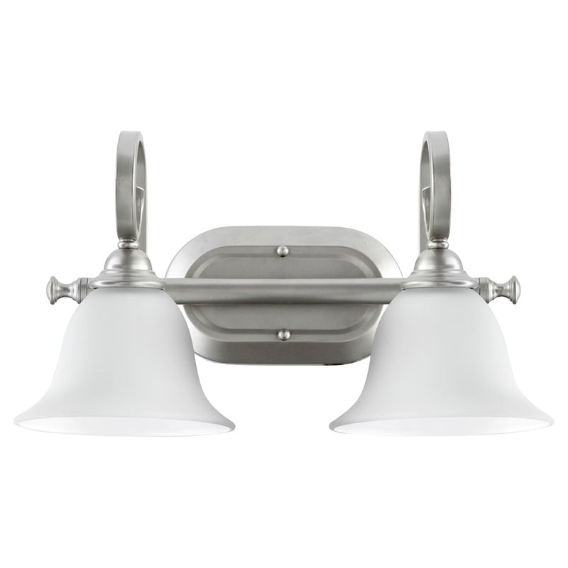 Quorum Celesta 2 Light vanity, Classic Nickel/Satin Opal