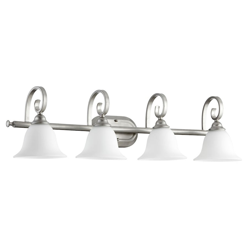 Quorum Celesta 4 Light vanity, Classic Nickel/Satin Opal