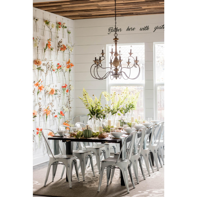 Quoizel Auburn 36in 12-Light Chandelier | Rustic Black Steel and Walnut Wood | Dining Room & Foyer | 36 x 36 x 31 in | Model ABN5012RK