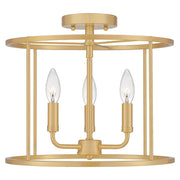 Quoizel Abner 3 Light Semi-Flush Mount, Aged Brass