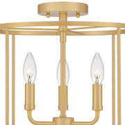 Quoizel Abner 3 Light Semi-Flush Mount, Aged Brass