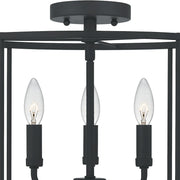 Quoizel Abner 14in 3-Light Semi-Flush Mount | Industrial Matte Black Steel | Bedroom & Hallway Ceiling Light | 14 x 14 x 11.75 in | Model ABR1714MBK