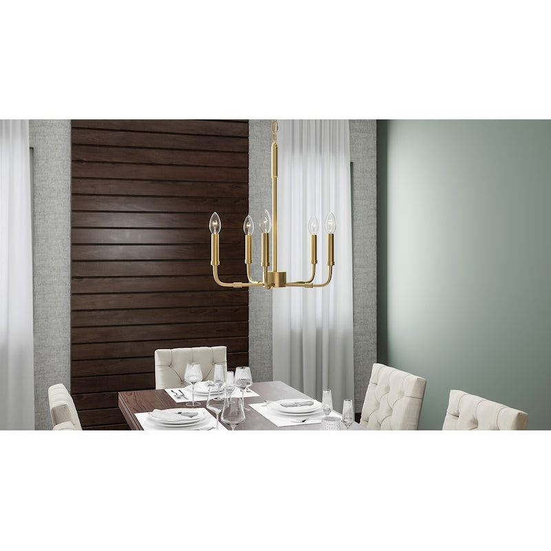 Quoizel Abner 5 Light 18" Chandelier, Aged Brass