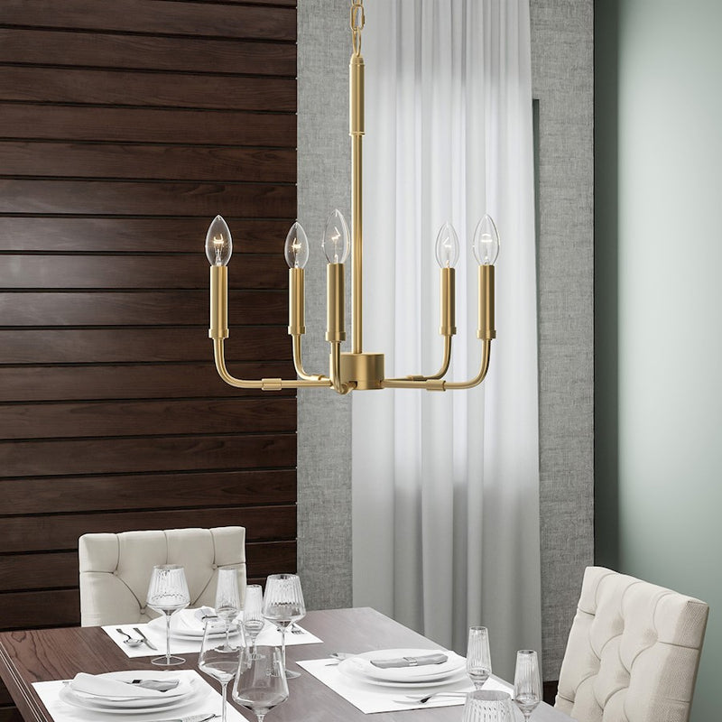 Quoizel Abner 5 Light 18" Chandelier, Aged Brass