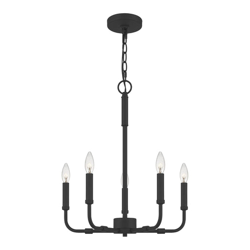 Quoizel Abner 18in 5-Light Chandelier | Industrial Matte Black Steel | Dining Room & Foyer | 18 x 18 x 21.25 in | Model ABR5018MBK