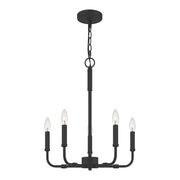 Quoizel Abner 18in 5-Light Chandelier | Industrial Matte Black Steel | Dining Room & Foyer | 18 x 18 x 21.25 in | Model ABR5018MBK