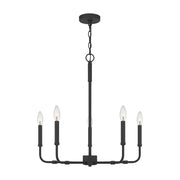 Quoizel Abner 24in 5-Light Chandelier | Industrial Matte Black Steel | Dining Room & Foyer | 24 x 24 x 25.25 in | Model ABR5024MBK