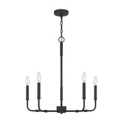 Quoizel Abner 24in 5-Light Chandelier | Industrial Matte Black Steel | Dining Room & Foyer | 24 x 24 x 25.25 in | Model ABR5024MBK