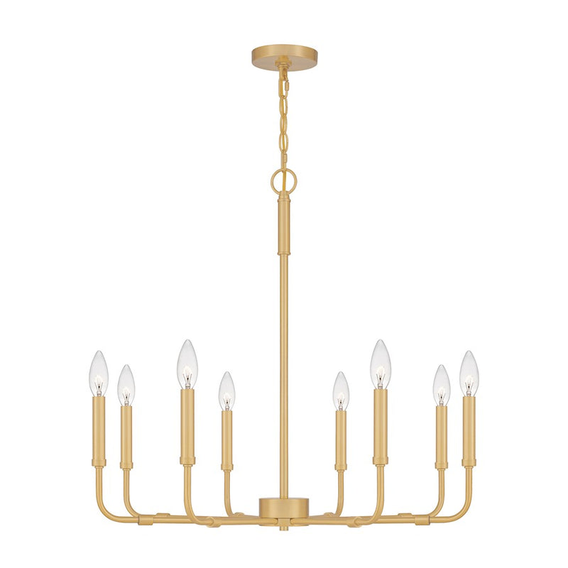 Quoizel Abner 8 Light Chandelier, Aged Brass