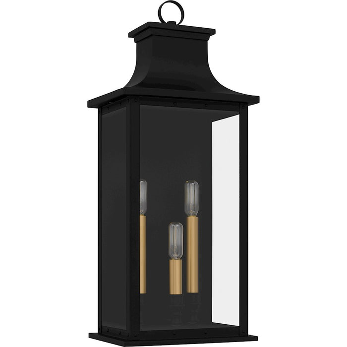 Quoizel Abernathy 3 Light Outdoor Lantern, Matte Black/Glass