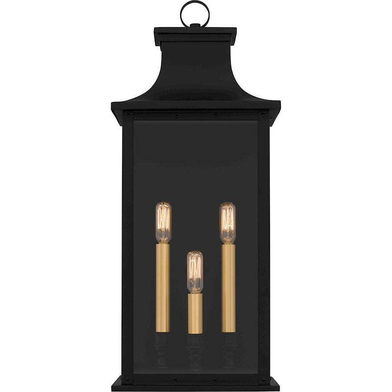 Quoizel Abernathy 3 Light Outdoor Lantern, Matte Black/Glass