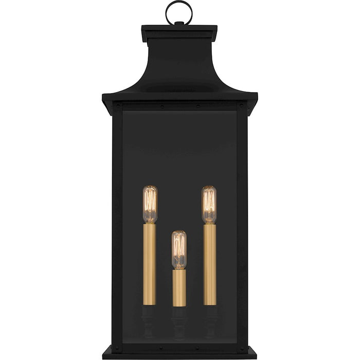 Quoizel Abernathy 3 Light Outdoor Lantern, Matte Black/Glass